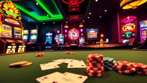 Experience excitement at the casino en ligne meilleur site, showcasing vibrant gaming tables and glowing slot machines.